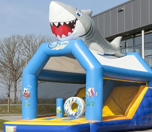 Castillo hinchable montado en una fiesta infantil en Madrid