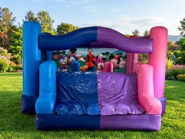 Castillo hinchable Mickey y Minnie XL azul y morado – Castillos Hinchables Madrid
